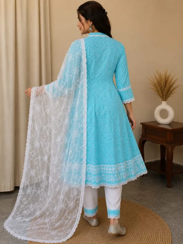 Blue_Cotton_Anarkali_Suit_Set_For_Women