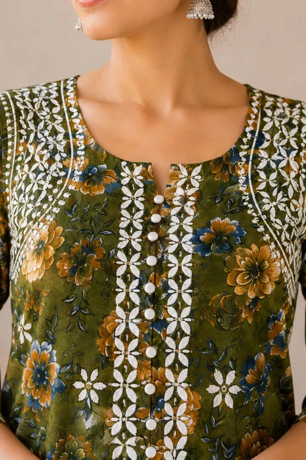 Green_Rayon_Floral_Print_Chikankari_Co-ord_Set_For_Women