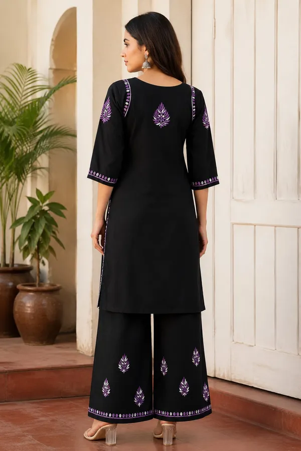 Black_And_Purple_Rayon_Chikankari_Palazzo_Set_For_Women