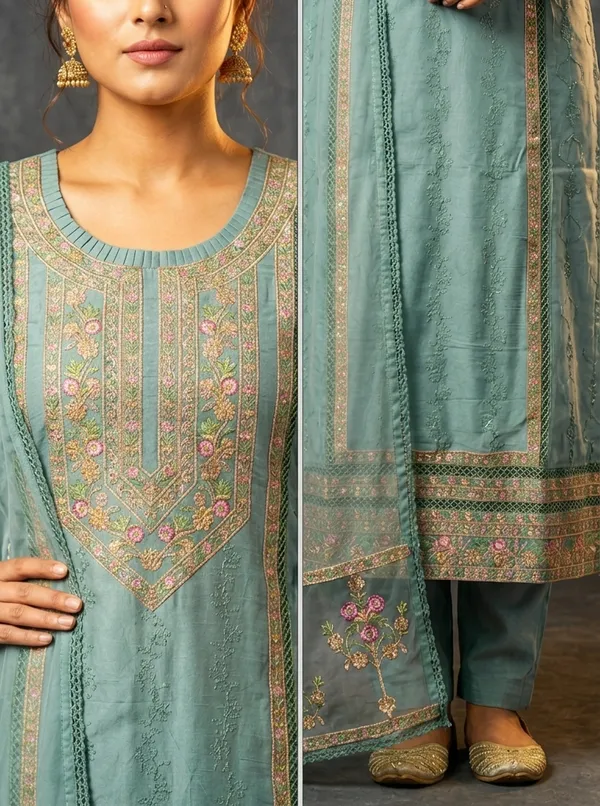 Blue_70%_Cotton,_30%_Polyester_Embroidered_Straight_Suit_Set_For_Women