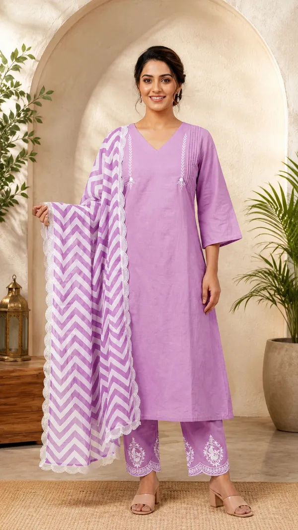 Purple_Cotton_Embroidered_Suit_Set_For_Women