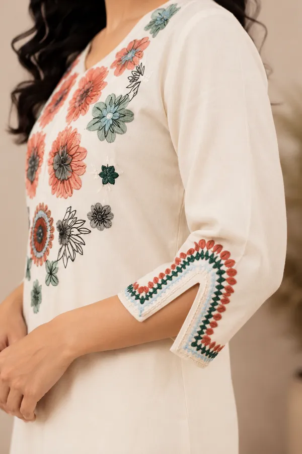White_Cotton_Embroidered_Straight_Kurta_Pant_Set_For_Women