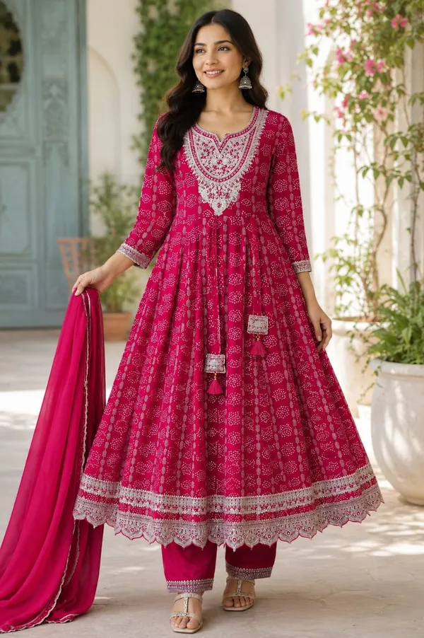 Pink_70%_Cotton,_30%_Polyester_Embroidered_Anarkali_Suit_Set_For_Women