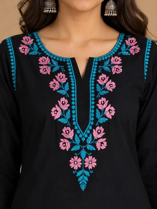 Black_And_Blue_Modal_Chikankari_Kurta_Palazzo_Set_For_Women