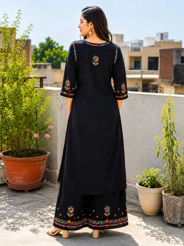 Blue_Rayon_Kurti_Palazzo_Set_For_Women