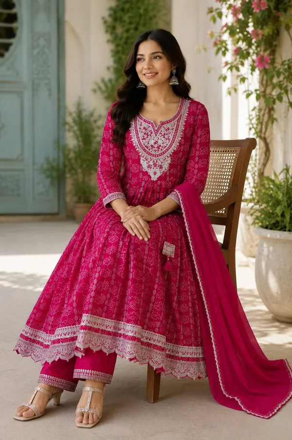 Pink_70%_Cotton,_30%_Polyester_Embroidered_Anarkali_Suit_Set_For_Women