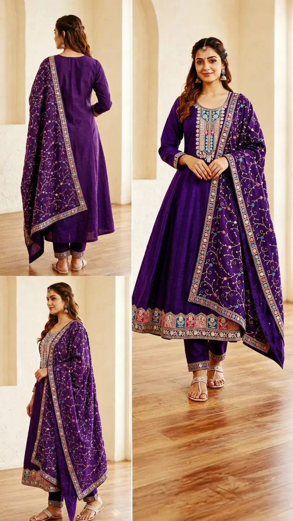 Purple_Chanderi_Silk_Embroidered_Anarkali_Suit_Set_For_Women