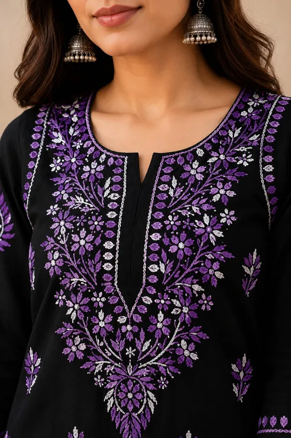 Black_And_Purple_Rayon_Chikankari_Palazzo_Set_For_Women