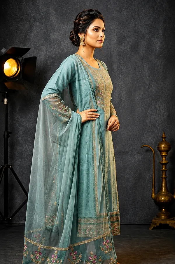 Blue_70%_Cotton,_30%_Polyester_Embroidered_Straight_Suit_Set_For_Women