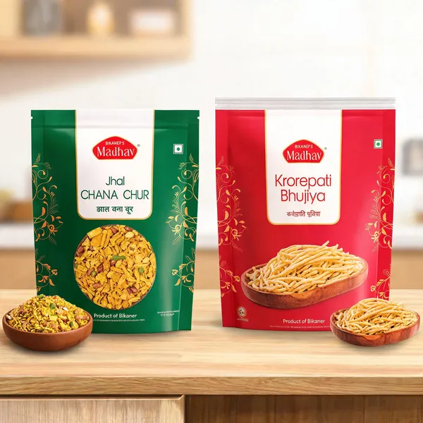 Madhav_Karod_Pati_Bhujiya_and_Jhal_Chana_Chur_COmbo_|_400_G_x_2_packs_|_Handmade_with_No_Palm_Oil