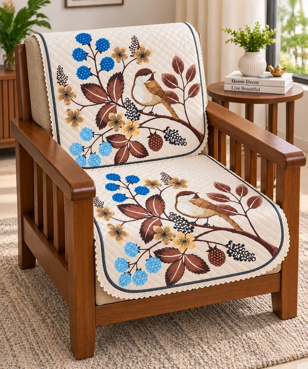 2_Seater_Sofa_Cover_for_Living_Room_|_Premium_Quilted_Floral_&_Bird_Print_Sofa_Cover_|_Elegant_Washable_Sofa_Protector_|_Decorative_Couch_Cover_for_Home_Decor