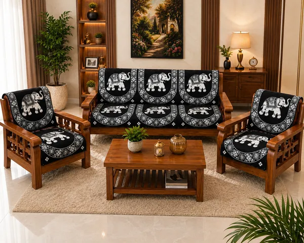 Samstyle_Black_Elephant_Pattern_Sofa_Cover_Pack_Of_5