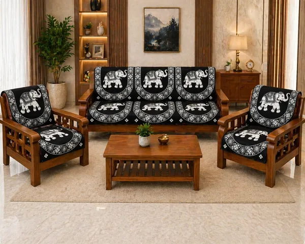 Samstyle_Black_Elephant_Pattern_Sofa_Cover_Pack_Of_5