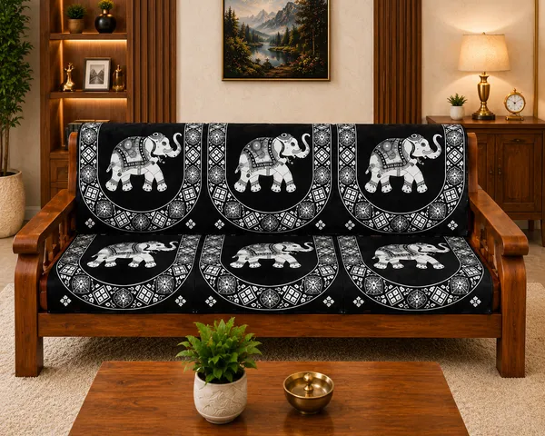 Samstyle_Black_Elephant_Pattern_Sofa_Cover_Pack_Of_5