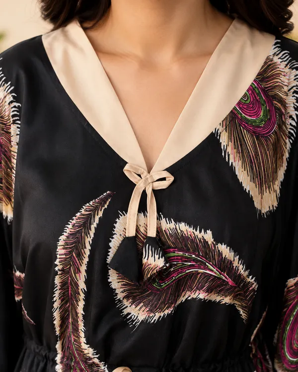 Black_Feather_Pattern_Kaftaan_Nighty