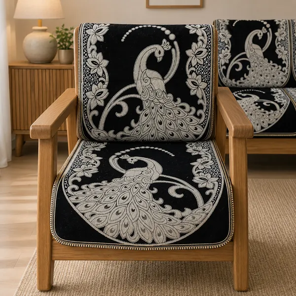 Samstyle_Black_Peacock_Sofa_Cover_Pack_Of_5