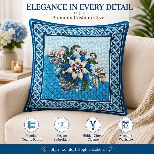 Samstyle_Cushion_Cover_Blue_Flower_Coolt_Pack_Of_5