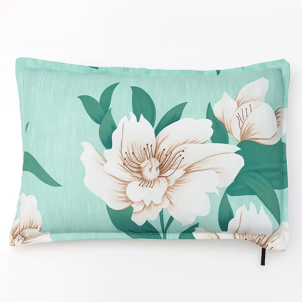 Premium_Elegant_Aqua_Blue_Floral_Double_Bed_Sheet_(90*90)_–_White_Blossom_Print,_Soft_Cotton_Bedding_with_2_Pillow_Covers_(16*26)".