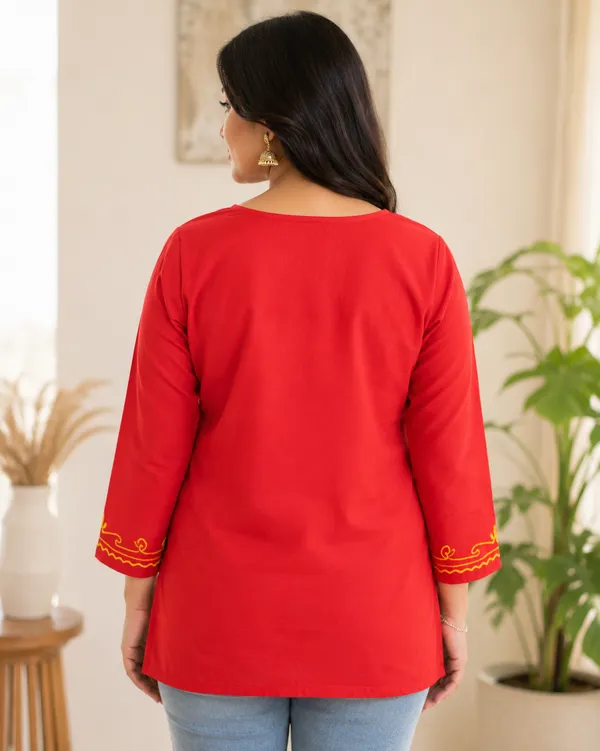 Embroidery_Short_Kurti_Red
