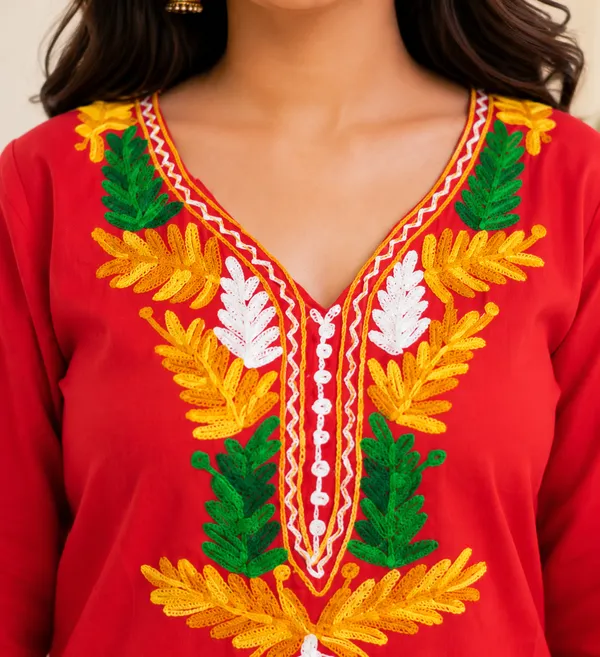 Embroidery_Short_Kurti_Red