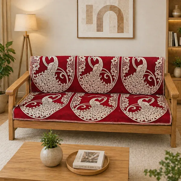 Samstyle_Maroon_Peacock_Sofa_Cover_Pack_Of_5