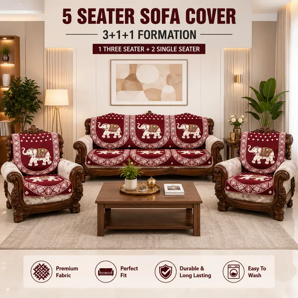 Samstyle_Maroon_Elephant_Pattern_Cover_Pack_Of_5