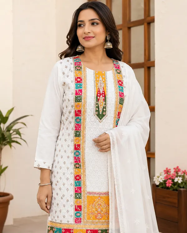 Multicolor_Suit_With_Palazzo_&_Dupatta_