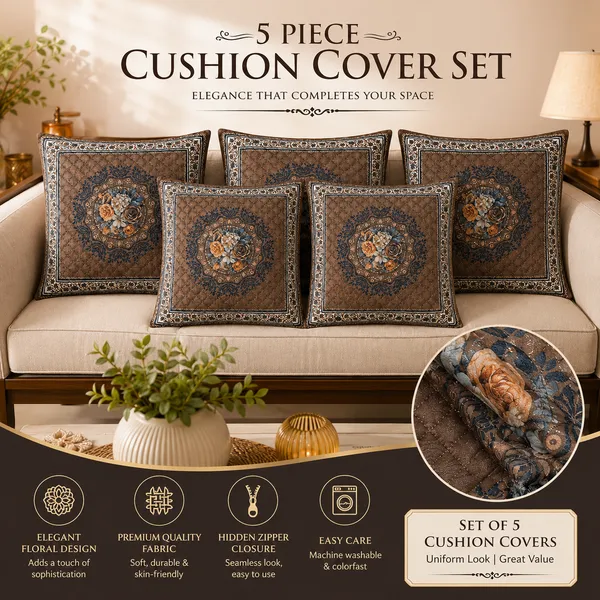 Samstyle_Royal_Brown_Cushion_Cover_Pack_Of_5