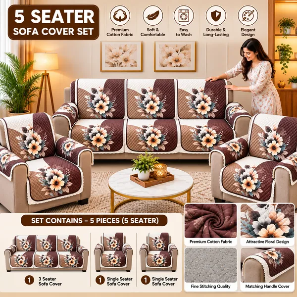 SamStyle_Collections_Premium_Quilted_Sofa_Cover_Set_3+1+1_Seater_|_Floral_Printed_Sofa_Covers_with_Armrest_Protection_|_Soft_Padded_Fabric_|_Elegant_Living_Room_Furniture_Protector