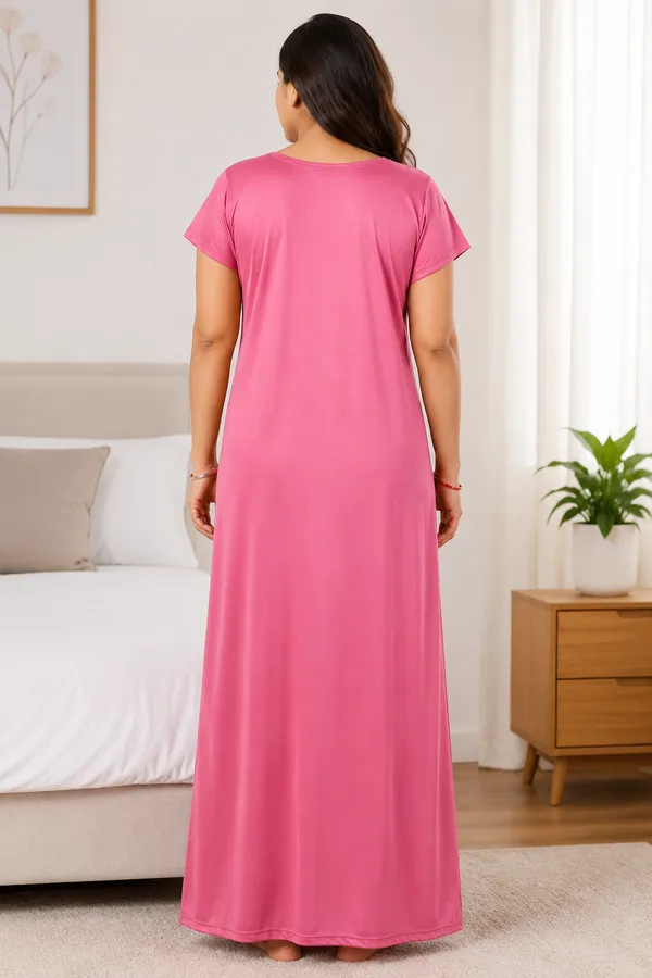 Women’s_Pink_Satin_Nighty_|_Stylish_Lace_Embroidered_Nightdress_with_Bow_|_Short_Sleeve_Sleepwear_for_Women_|_Soft_&_Elegant_Night_Gown