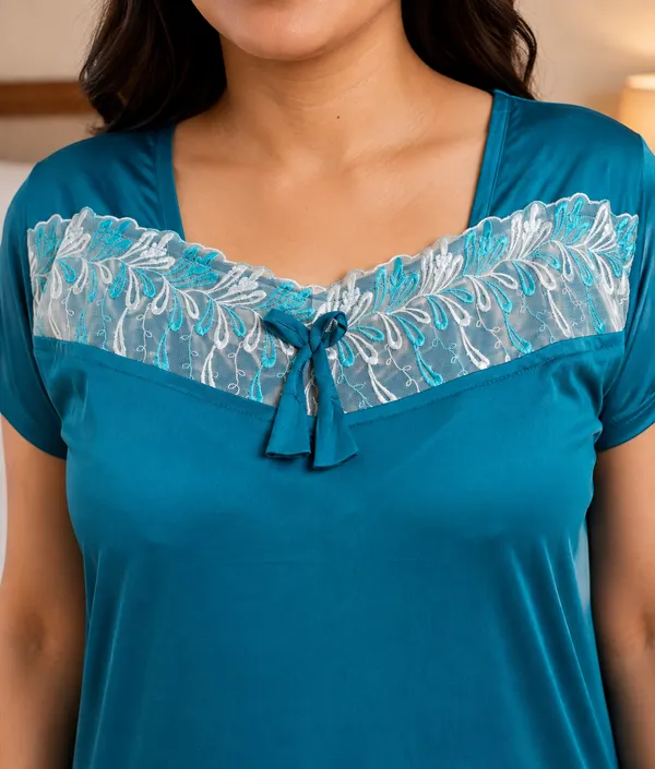 Women’s_Satin_Nighty_for_Women_|_Premium_Soft_&_Comfortable_Full-Length_Night_Dress_|_Short-Sleeve_Nightgown_with_Stylish_Lace_Neck_&_Bow_Design_|_Elegant_Sleepwear