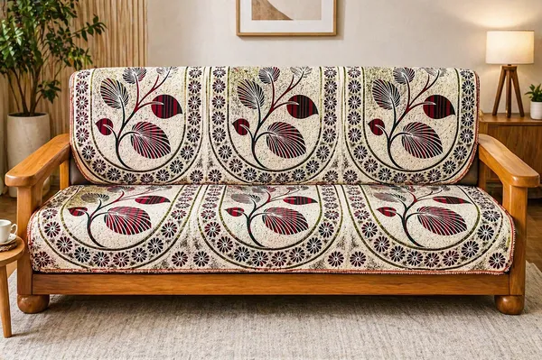 Samstyle_Maroon_Leaf_Sofa_Cover_Pack_Of_5