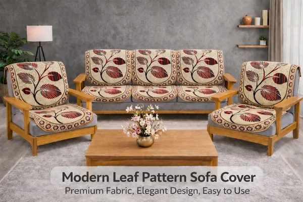 Samstyle_Maroon_Leaf_Sofa_Cover_Pack_Of_5