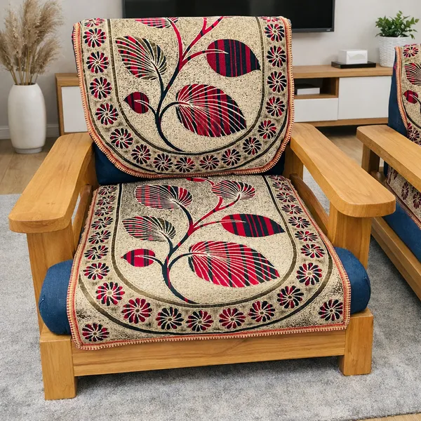 Samstyle_Maroon_Leaf_Sofa_Cover_Pack_Of_5