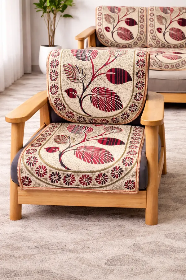 Samstyle_Maroon_Leaf_Sofa_Cover_Pack_Of_5