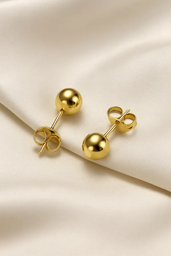 Gold_Tone_Ball_Stud_Earrings_For_Women