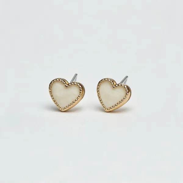 Gold_Tone_Heart_Ivory_Stud_Earrings_For_Women