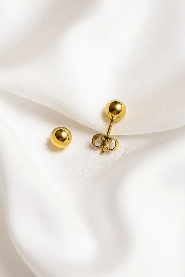 Gold_Tone_Ball_Stud_Earrings_For_Women