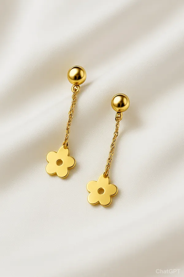 Gold_Tone_Floral_Chain_Drop_Earrings_For_Women