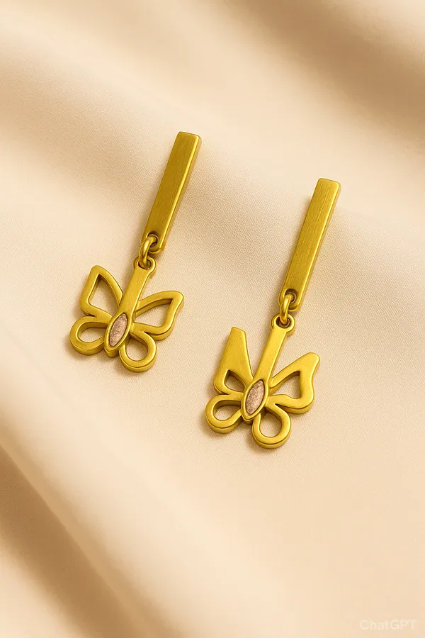 Gold_Tone_Elongated_Bar_Butterfly_Drop_Earrings_For_Women
