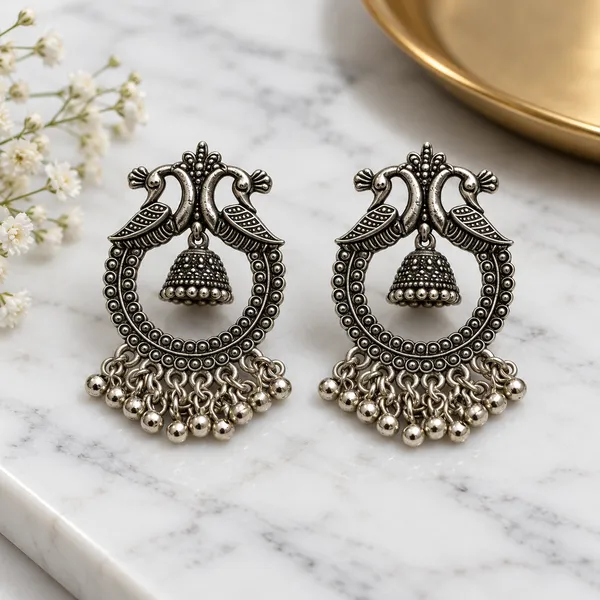 Oxidized_Silver_Tone_Peacock_Jhumka_Earrings_For_Women