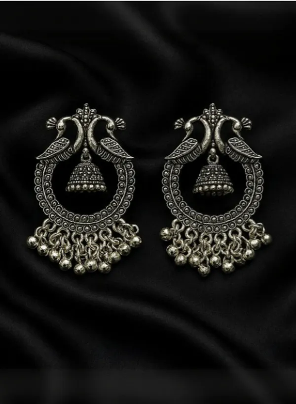 Oxidized_Silver_Tone_Peacock_Jhumka_Earrings_For_Women