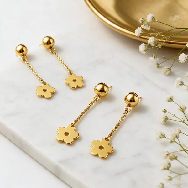 Gold_Tone_Floral_Chain_Drop_Earrings_For_Women