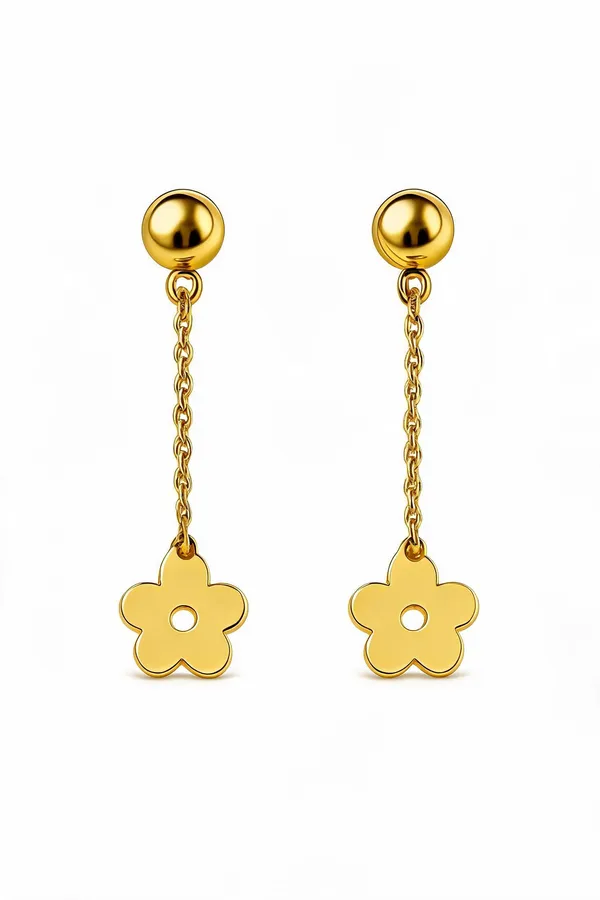 Gold_Tone_Floral_Chain_Drop_Earrings_For_Women