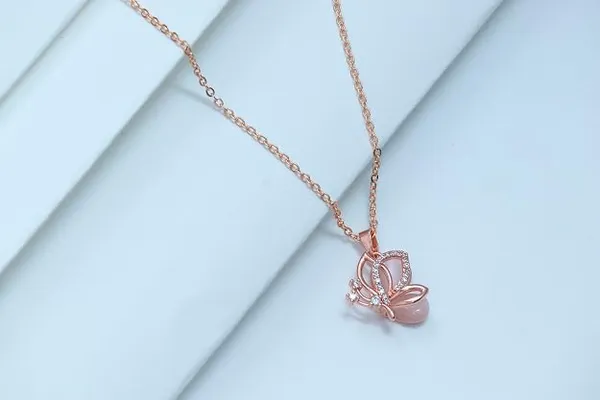 Rose_Gold_Tone_Butterfly_Pendant_Necklace_For_Women