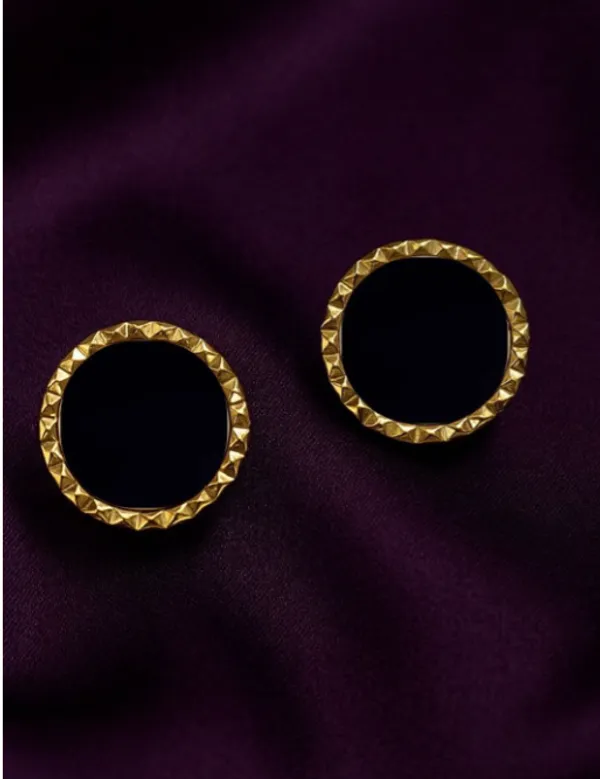 Gold_Tone_Textured_Round_Stud_Earrings_For_Women