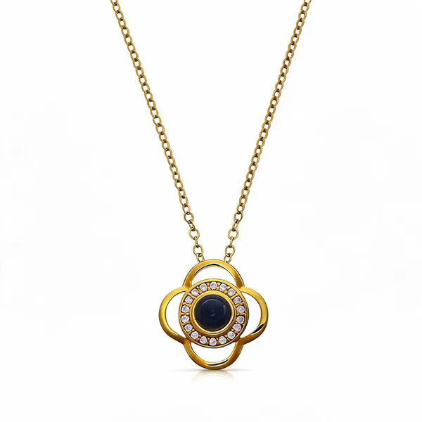 Gold_Tone_Floral_Pendant_Necklace_For_Women