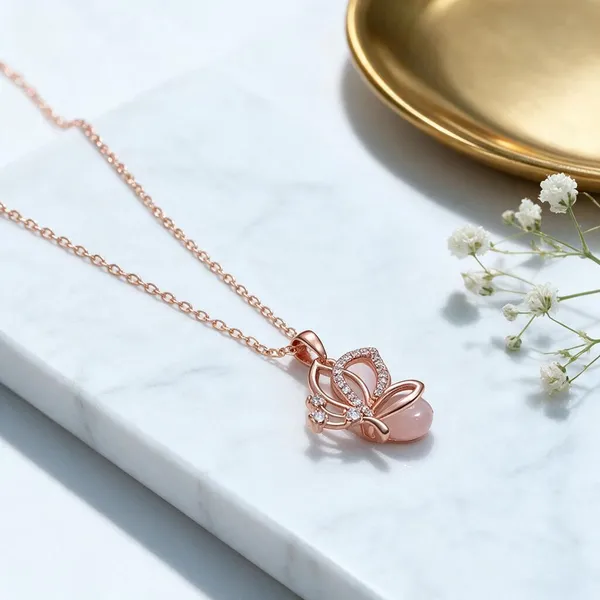 Rose_Gold_Tone_Butterfly_Pendant_Necklace_For_Women