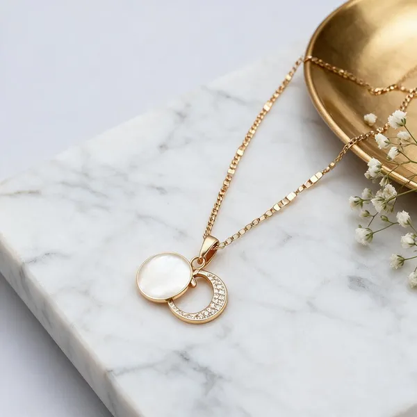 Gold_Tone_Double_Circle_Pendant_Necklace_For_Women