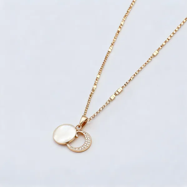 Gold_Tone_Double_Circle_Pendant_Necklace_For_Women